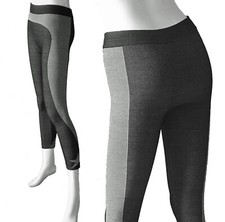 Damen 3/4 Capri Leggings in Schwarz/Grau Leggins S-M