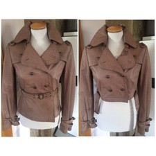 Mango Mng ECHTLEDER BIKER Militär Look Leder Jacke BLOGGER Beige Gr. S 36 Bolero