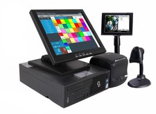 15" Kassensystem Einzelhandel Imbiss Laden/ Kasse Drucker Scanner Kundenanzeige