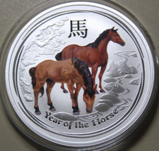 Australien 1 Dollar 2014 Lunar 1 Oz "Year of the Horse" #F7249 St-BU Color