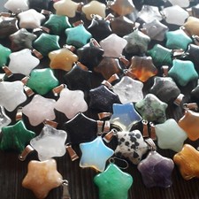 Stern Anhänger Edelstein Tigerauge Rosenquarz Reiki Heilstein Kettenanhänger 