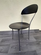 Zanotta Designer Stuhl Tonietta Kernleder Schwarz 80er Jahre 1987 by Enzo Mari