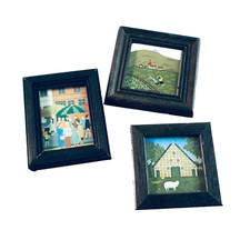 Bilder Bilderrahmen für Puppenstube mit Holzrahmen bemalte Kacheln