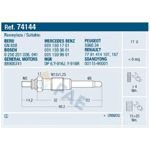 Glühkerze 24005649 für - 5x,