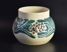 Bürgel Jugendstil Keramik Vase BKW Carl Fischer floraler Dekor