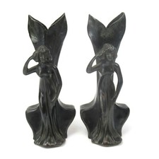 2 Jugendstil Metall Vasen /