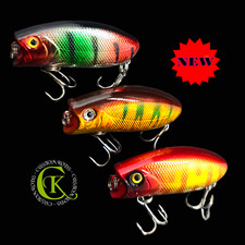 3x 5,5cm Popper Topwater Jerk Jerkbait Hardbait Glider Wobbler Raubfisch Hecht