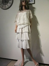 Brautkleid Gr. 48 incl. Braut Hut, cremefarben