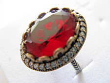 Fein Ring 925  Silber mit Bronze und Natürlichem steinen  Größe 58