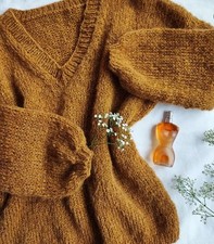 Mohair Pullover Senf Handmade