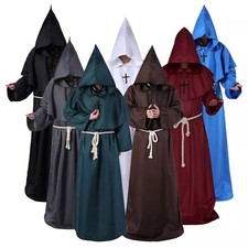 Halloween Herren Mönch Robe Umhang Capes Bruder Mittelalterliche Priester Kostüm