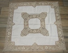 Meisterliche Handarbeit! alte Leinen-Spitzen-Durchbruch-Stickerei Tischdecke!