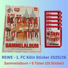 REWE - 1. FC Köln 2025/2026 - Album + 5 Tüten / Tütchen (25 Sticker) - NEU