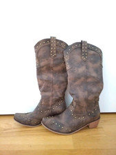 Cowboystiefel / Westernstiefel / Boots, braun mit Nieten, Gr. 39 - NEU