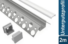 Led Alu Profil 2 m UZ Set Strip / Streifen 10 mm breit | Abdeckung mattiert