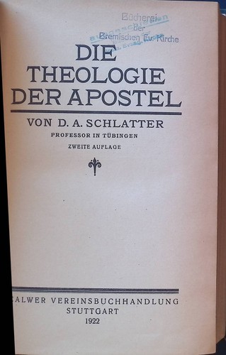 Die theologie der apostel - theologie,
