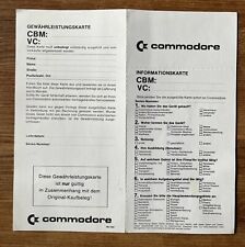 ORIGINAL COMMODORE C64 VIC20 CBM  Warranty card / Gewährleistungskarte - RARE !