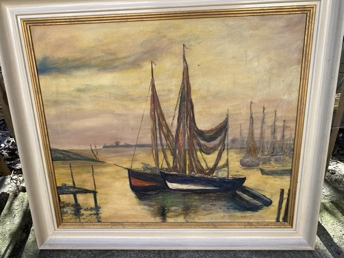 ölgemälde ostsee hafen boote - Ölgemälde,