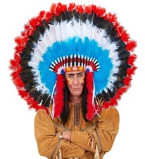 Deluxe Indianerschmuck mit Marabou Indianer Schmuck Kopfschmuck Federn Kopf neu