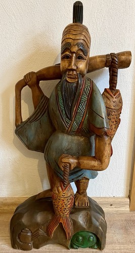 Große asiatische holzfigur - große,