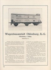 Wagenbauanstalt Oldenburg XXL Reklame 1924 Waggon Fahrrad Werbung Schaufel Ad