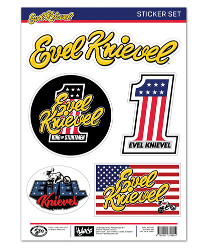 Evel knievel sticker set - evel,