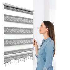 Doppelrollo Raffrollo ohne Bohren Klemmfix Rollos Jalousien Grau Silber Gardinen