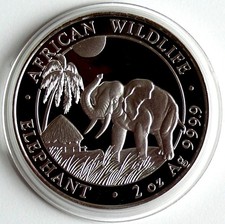 Somalia 200 Shillings 2017, African Wildlife - Elephant, 2 Oz Silber