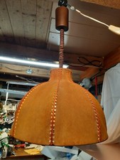Hübsches Leder/Alcantara  Deckenlampe, Teak Pendelzug Mid-Century, EINZIGARTIG 