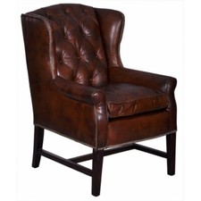 Echtleder Vintage Ohrensessel