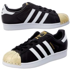 adidas Originals Superstar Metal Toe Schuhe Sneaker Trainer schwarz-weiß-gold