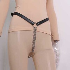 Sexy Unterwäsche mit Kette G-String Mini String Höschen Taille PU Leder Gürtel