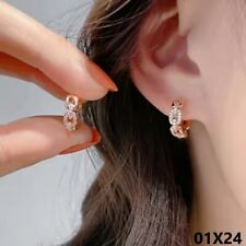 Luxus Damen Frauen Ohrringe Rose gold Chain Design Voll imitierte Moissan 17mm