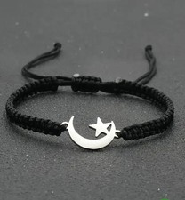 Geflochtenes Armband Stern Mond Anhänger Verstellbar Türkei Türkiye Islam Style