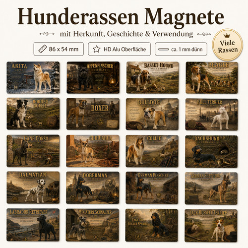 Hundemagnet hunderassen 86x54 - hundemagnet,