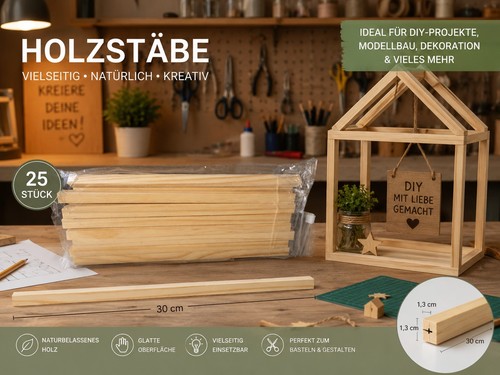 25x bastelholz vierkantleisten - bastelholz,