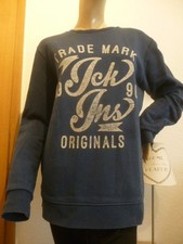 Herrenpullover Gr. M "JACK & JONES" blau Langarm mit Print
