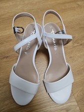 Tamaris Riemensandalette Sandalen Slipper Damen Schuhe Weiß Leder Gr. 37