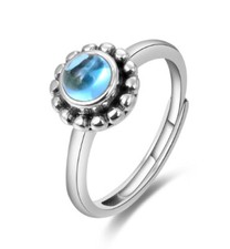 T09 Ring Blüte Topas blau