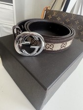 Gucci GG Damen Leder Gürtel Braun Beige 90