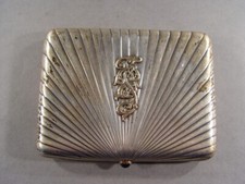 Russland großes Zigarettenetui aus 84 Zolotnik SILBER mit Auflage aus GOLD