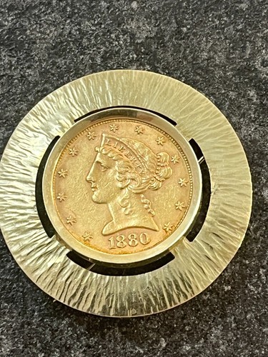 Brosche mit goldmünze - brosche, goldmünze$5