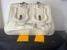 Fendi große Handtasche Lackleder Cremeweiss mit Staubbeutel
