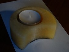 Mond Teelichthalter aus Orangencalcit Natur Stein Heilstein Calcit Teelicht 