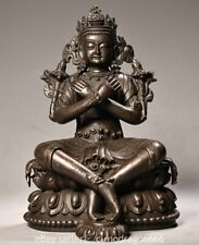 10" Alte Tibet Buddhismus Silber Lotus Vajradhara Vajrabhairava Göttin Statue