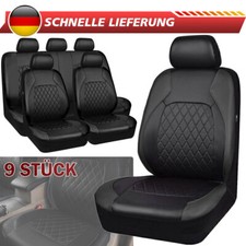9 Stück Auto Sitze Sitzbezüge PU-Leder Sitzbezug Schonbezüge Schwarz Universal