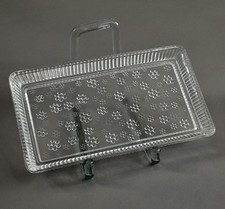 DDR Kuchenplatte Glas florales Muster 17cm gedeckter Tisch Vintage Kult Ostalgie