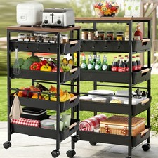 Rollregal Servierwagen Küchenwagen Obstregal Gemüseregal Etagenwagen mit Rollen
