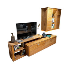 Global Wohnwand Faro Plus Kernbuche Geölt Inklusive LED Beleuchtung 