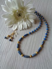 Schmuckset Blau-gold Edelstein Imitat UNIKAT